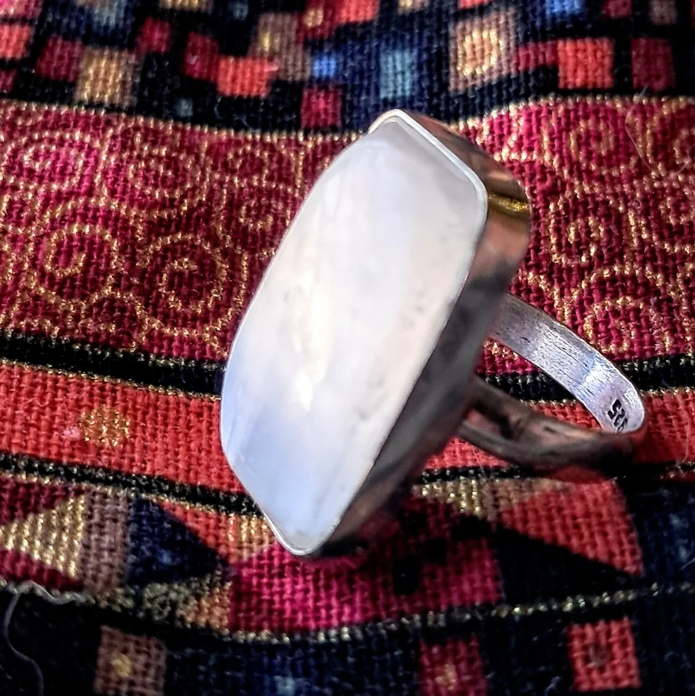 💎HOLD for Cindy.💎Vintage Sterling Silver Selenite Ring, Size 7 - Picture 2 of 8